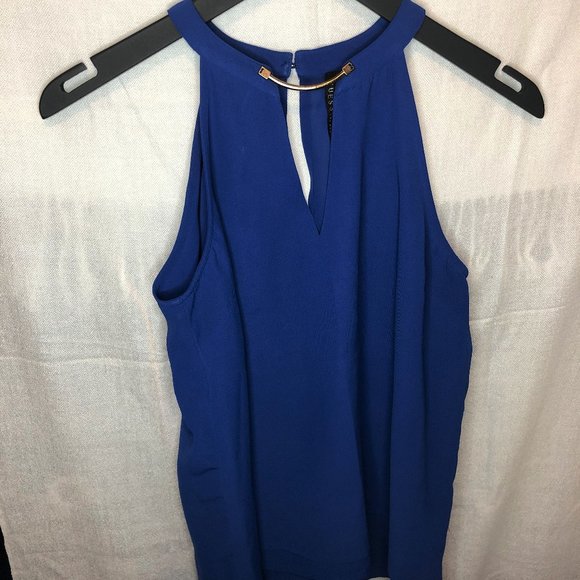 GUESS sleeveless blouse w gold detail & open back - Picture 1 of 4